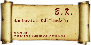 Bartovicz Kálmán névjegykártya