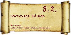 Bartovicz Kálmán névjegykártya